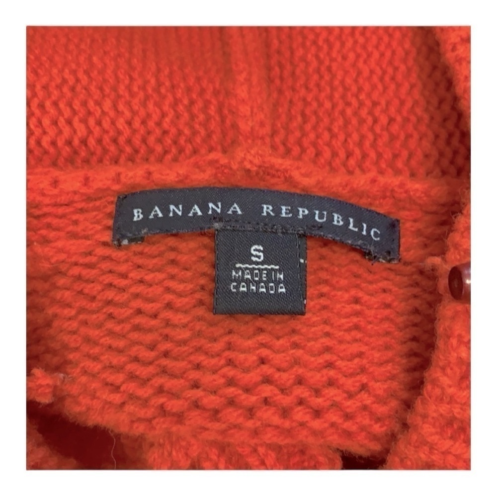 Banana Republic Wool Hoodie Sweater Rust Orange Toggle Neck Pocket Sz S Y2K - Picture 9 of 11